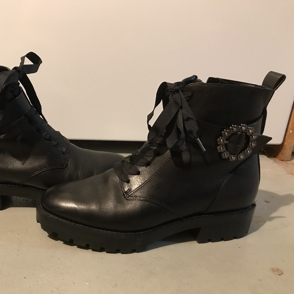 MICHAEL KORS Ryder black combat leather boots
